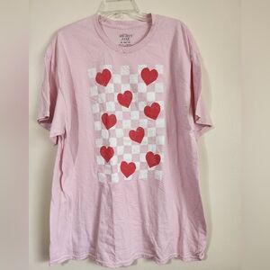 Mighty Fine Pink Checkered Heart Kids Tee